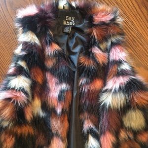 Multicolored faux fur vest